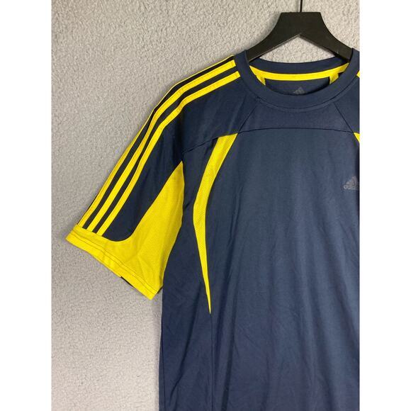 Adidas Men's Blue Climacool Striped T-Shirt‎ Soccer Jersey Size L Short Sleeve - Picture 7 of 10